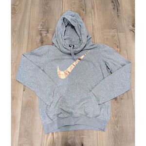 Nike Girls Funnel Neck Hoodie Gray Rose Gold Youth M Cowl Neck Slouch Neck